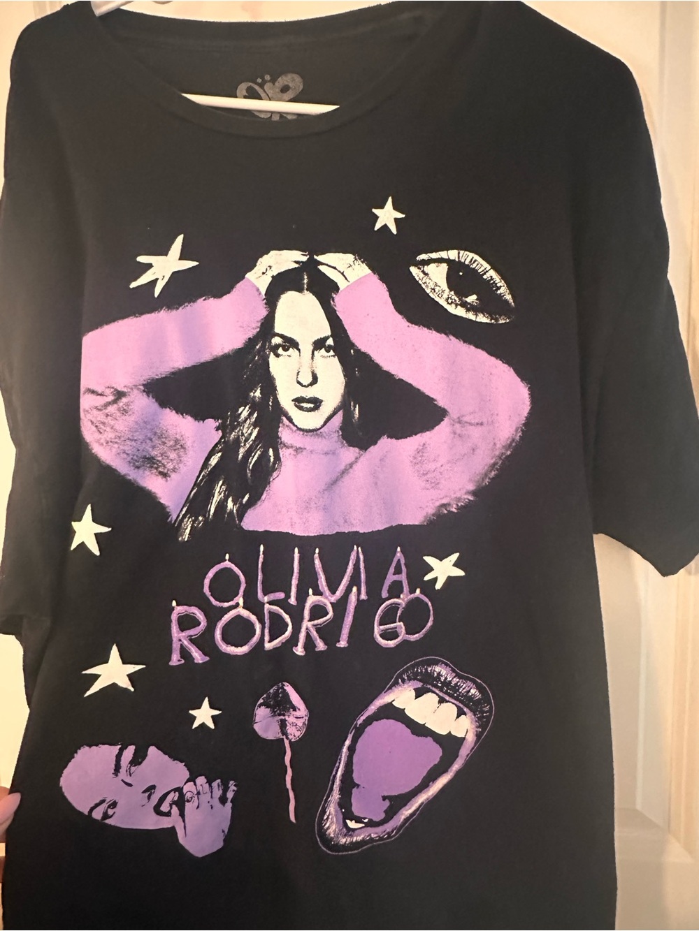 Old Navy Black Tee with Purple Olivia Rodrigo Graphic